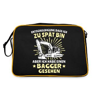 Baggerfuehrer Baggerfahrer - Retro Tasche - Schwarz/Gold - Hinten