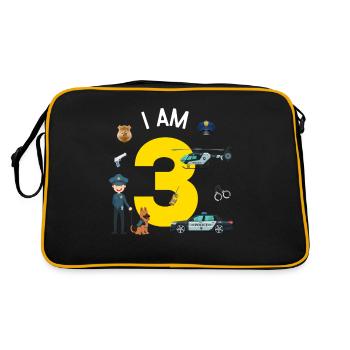 J’ai 3 ans - Police américaine - Sac Retro - noir/or - Dos