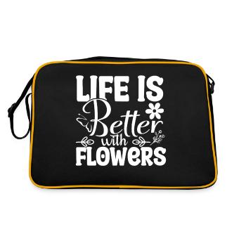 La vie est meilleure avec les fleurs - Cadeau - Sac Retro - noir/or - Dos