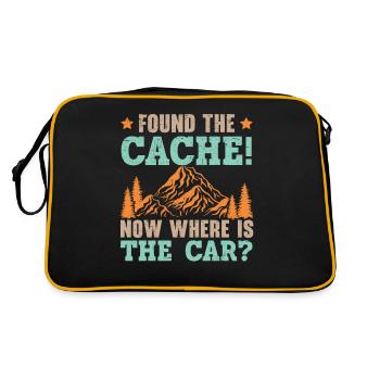 Found the cache! Where's the car now? Geocach - Retro Bag - black/gold - Back