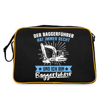 Baggerfahrer Baggerführer - Retro Tasche - Schwarz/Gold - Hinten