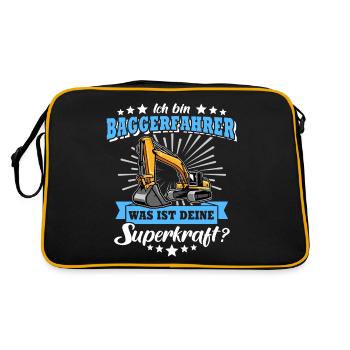 Baggerführer Bagger Baggerfahrer - Retro Tasche - Schwarz/Gold - Hinten