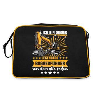 Baggerfuehrer Baggerfahrer - Retro Tasche - Schwarz/Gold - Hinten