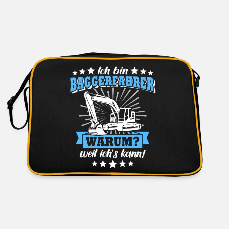 Baggerfahrer Bagger - Retro Tasche - Schwarz/Gold