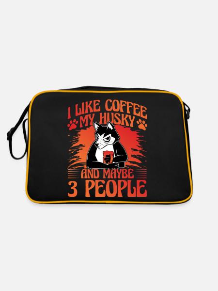 I like coffee my husky and maybe 3 people - Retro Bag - black/gold - Back