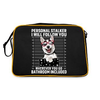 Husky Stalker Funny Saying - Retro Bag - black/gold - Back