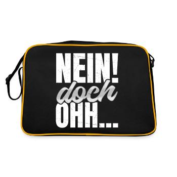 "Nein Doch Ohhh" Lustiger Sarkasmus Spruch - Retro Tasche - Schwarz/Gold - Hinten