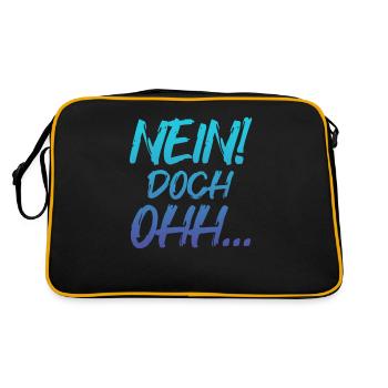 "Nein Doch Ohhh" Lustiger Sarkasmus Spruch - Retro Tasche - Schwarz/Gold - Hinten