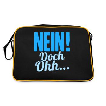 "Nein Doch Ohhh" Lustiger Sarkasmus Spruch - Retro Tasche - Schwarz/Gold - Hinten
