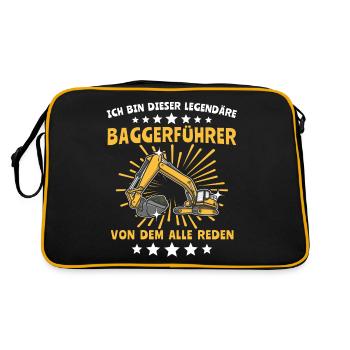 Baggerführer Baggerfahrer - Retro Tasche - Schwarz/Gold - Hinten