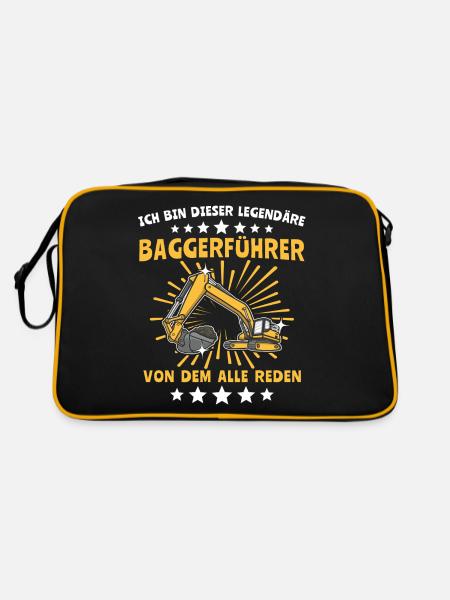 Baggerführer Baggerfahrer - Retro Tasche - Schwarz/Gold - Hinten