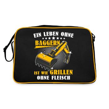 Baggerführer Baggerfahrer - Retro Tasche - Schwarz/Gold - Hinten