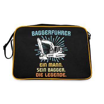 Baggerführer Baggerfahrer - Retro Tasche - Schwarz/Gold - Hinten