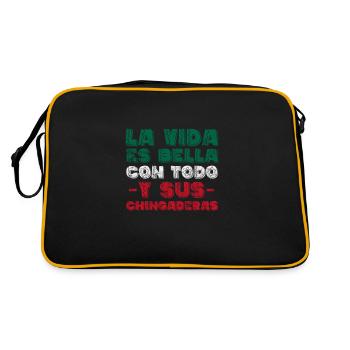 Mexiko - Retro Tasche - Schwarz/Gold - Hinten