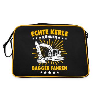 Baggerführer Bagger Baggerfahrer - Retro Tasche - Schwarz/Gold - Hinten
