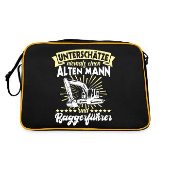 Baggerführer Bagger Baggerfahrer - Retro Tasche - Schwarz/Gold - Hinten