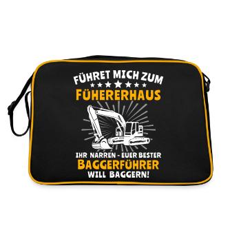Baggerführer Bagger Baggerfahrer - Retro Tasche - Schwarz/Gold - Hinten