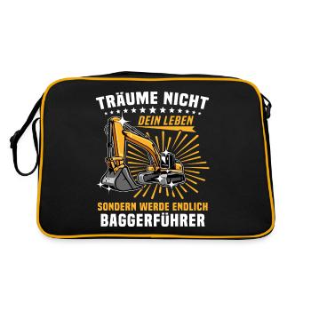 Baggerführer Bagger Baggerfahrer - Retro Tasche - Schwarz/Gold - Hinten