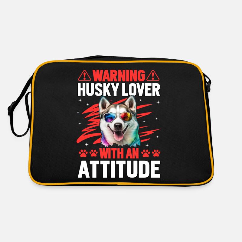 Warning Husky Lover with an Attitude Retro Tasche