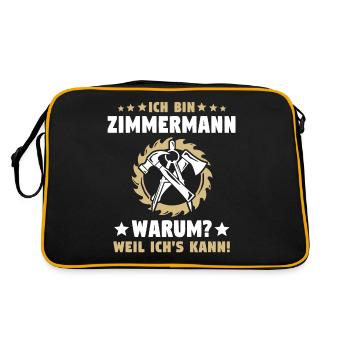 Zimmermann Zimmerleute Zimmerer - Retro Tasche - Schwarz/Gold - Hinten