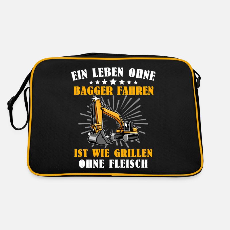 Bagger Baggerfahrer - Retro Tasche - Schwarz/Gold