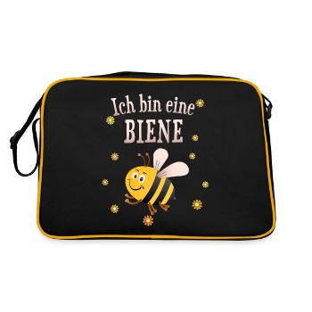 Biene Imkerin Imker Kind - Retro Tasche - Schwarz/Gold - Hinten