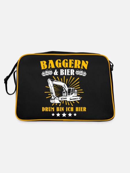 Baggerfahrer Bagger - Retro Tasche - Schwarz/Gold - Hinten
