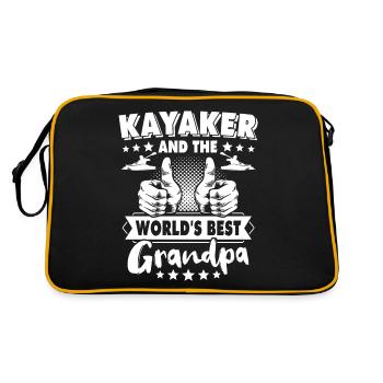 Kayakfahrer Opa Kayaker - Retro Tasche - Schwarz/Gold - Hinten