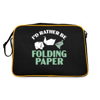 I'd Rather Fold Paper Origami Japanese - Retro Bag - black/gold - Back