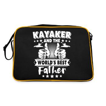 Kayakfahrer Papa Kayaker - Retro Tasche - Schwarz/Gold - Hinten