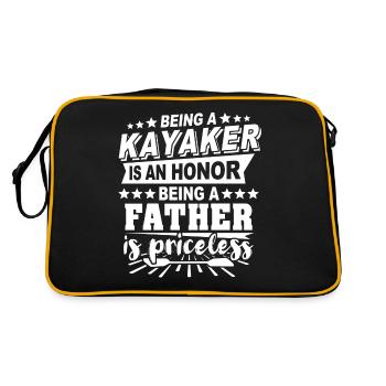 Kayakfahrer Papa Kayaker - Retro Tasche - Schwarz/Gold - Hinten