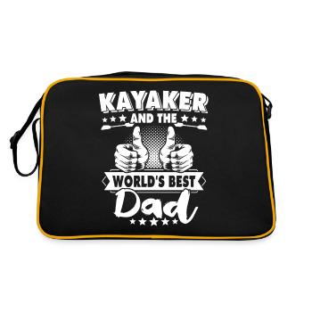 Kayakfahrer Papa Kayaker - Retro Tasche - Schwarz/Gold - Hinten