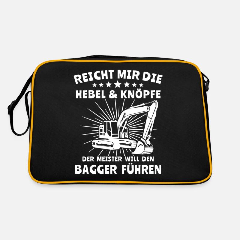 Baggerfahrer Bagger - Retro Tasche - Schwarz/Gold