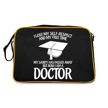 Doktor Doktortitel Doktorhut - Retro Tasche - Schwarz/Gold - Hinten