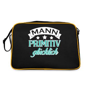 Vater Männer Spruch Vatertag Ehemann Opa - Retro Tasche - Schwarz/Gold - Hinten