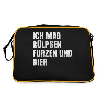 Vater Männer Vatertag Ehemann Bier Opa - Retro Tasche - Schwarz/Gold - Hinten