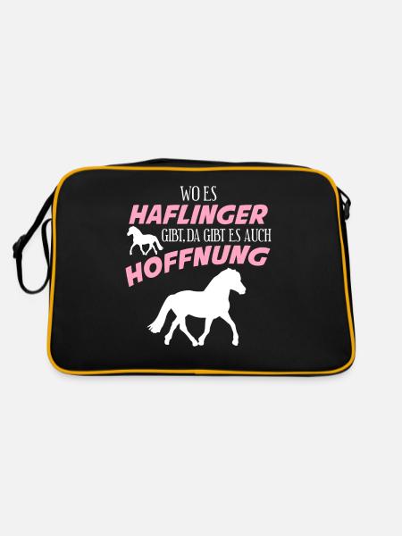 Haflinger Reiten Pferd Haflingers - Retro Tasche - Schwarz/Gold
