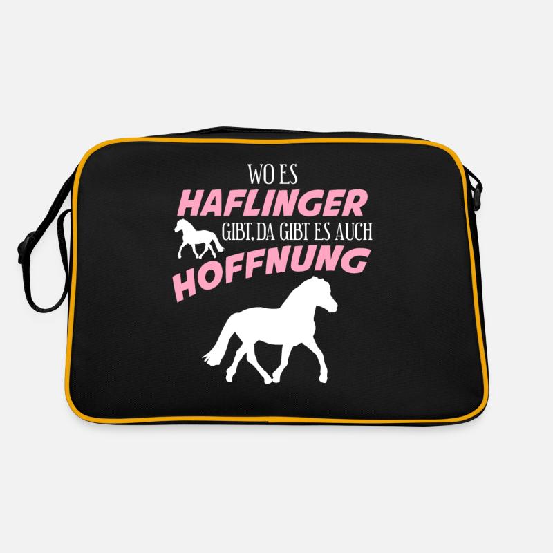 Haflinger Reiten Pferd Haflingers - Retro Tasche - Schwarz/Gold
