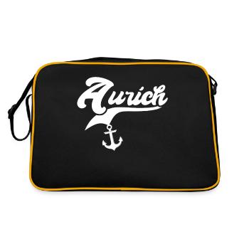 Auricher Sprüche Aurich - Retro Tasche - Schwarz/Gold - Hinten