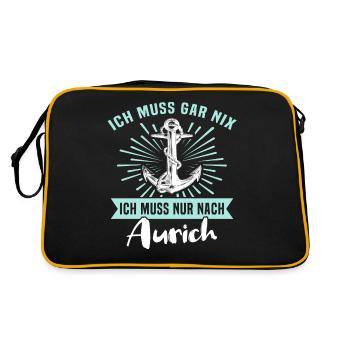 Auricher Sprüche Aurich - Retro Tasche - Schwarz/Gold - Hinten
