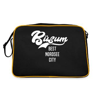 Büsumer Sprüche Büsum - Retro Tasche - Schwarz/Gold - Hinten