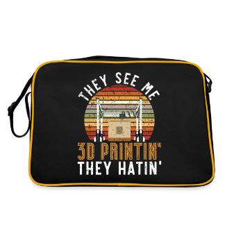 They see me 3D printing and hate me 3D printing - Retro Bag - black/gold - Back