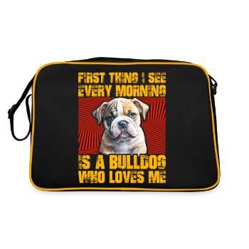 First thing I see in the morning is a Bulldog - Retro Tasche - Schwarz/Gold - Hinten