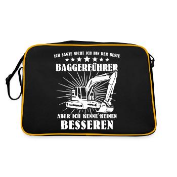 Baggerführer Bagger Baggerfahrer - Retro Tasche - Schwarz/Gold - Hinten