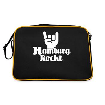 Hamburg Sprüche Hamburger Spruch - Retro Tasche - Schwarz/Gold - Hinten