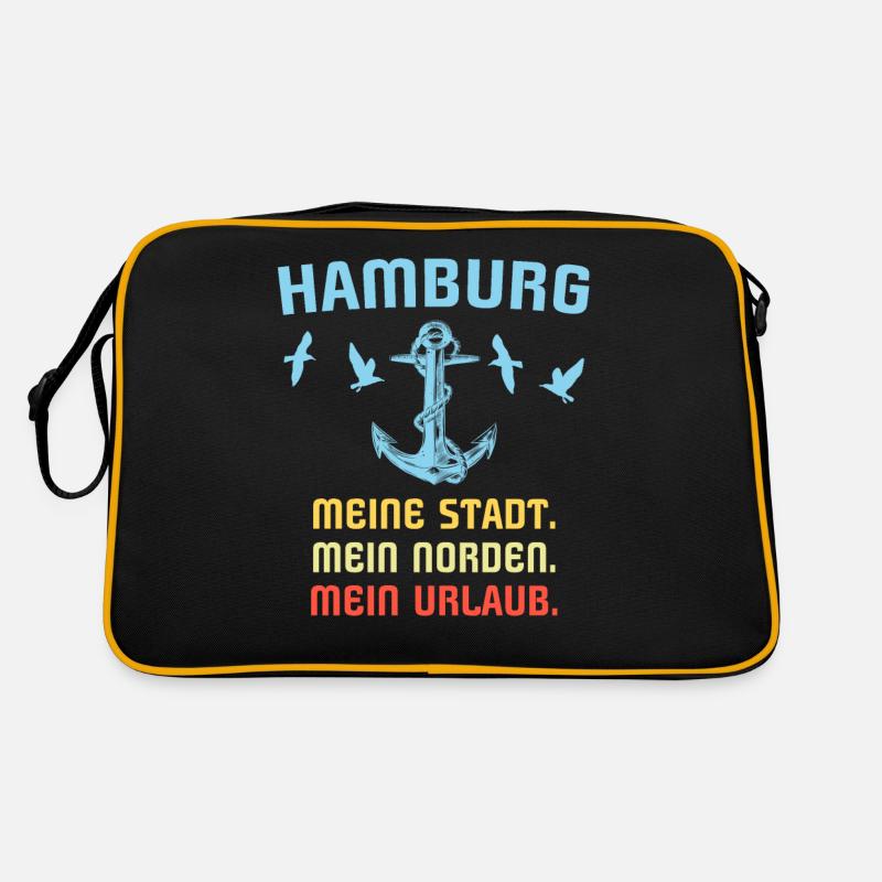 Hamburg Sprüche Hamburger Spruch - Retro Tasche - Schwarz/Gold