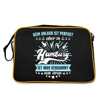 Hamburg Sprüche Hamburger - Retro Tasche - Schwarz/Gold - Hinten