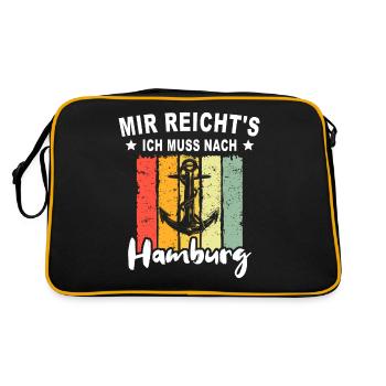 Hamburg Sprüche Hamburger - Retro Tasche - Schwarz/Gold - Hinten