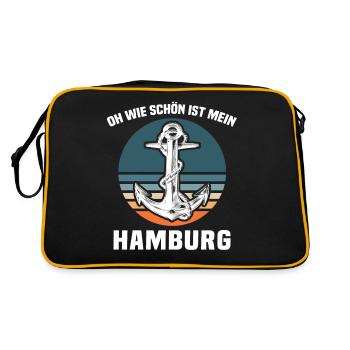Hamburg Sprüche Hamburger - Retro Tasche - Schwarz/Gold - Hinten