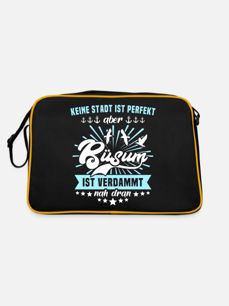 Büsum Sprüche Büsumer - Retro Tasche - Schwarz/Gold